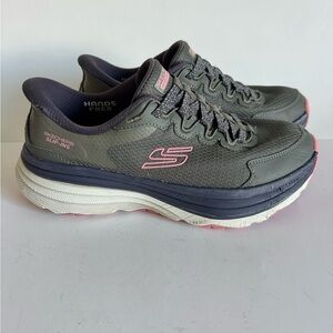 Skechers Women's Charcoal and Pink Slip-Ins Sneakers